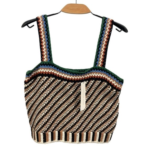 NEW Veronica Beard Livina Crochet Knit 100% Cotton Multi Colour Tank Top Size L - Picture 3 of 7